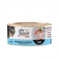 Felicia Tahılsız Ton Balıklı-Tavuklu Kıyılmış Yaş Kedi Maması 85 GR