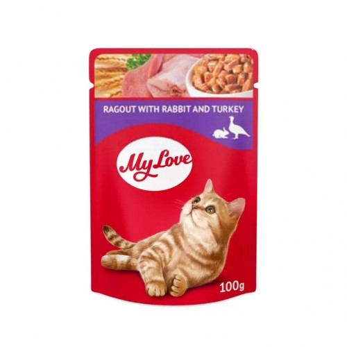 My Love Tavşan Ve Hindili Yetişkin Kedi Pouch Mama 100 GR