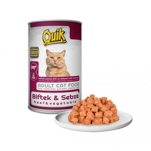 Quik Kedi Biftek-Sebze Konserve Mama 415 GR