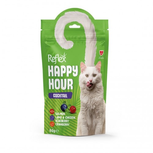 Reflex Happy Hour Kuzu, Somon ve Tavuklu Kedi Ödül Maması 60 GR