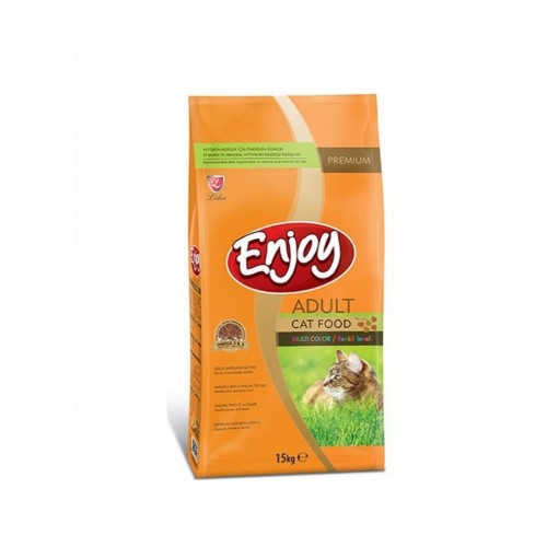 Enjoy Yetişkin Renkli Tane Tavuklu Kedi Maması 15 KG