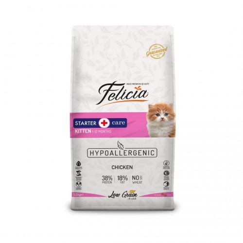 Felicia Yavru Tavuklu Az Tahıllı HypoAllergenic Kedi Maması 12 KG